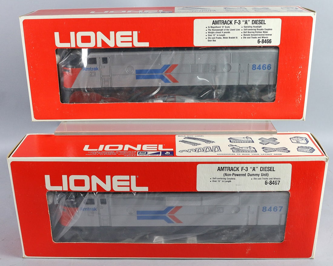 Lionel Amtrak F-3 A Diesel Lot in Box: Lionel Amtrak F-3 A Diesel Lot, 8466, 8467, box NM Never run
