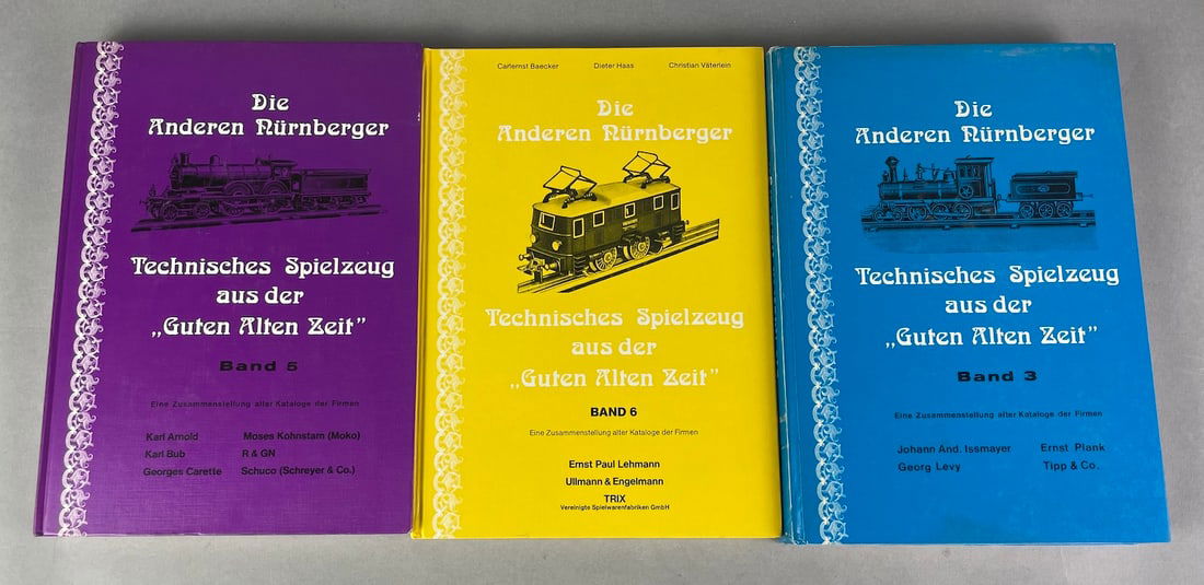 3 Geman Toys of Nuremberg Anderen Books: Geman Toys and Trains of Nuremberg Anderen Books. Die Anderen Nurnberger. Original German toy catalogs with Lehmann, Bing, German tin toys, important resource.