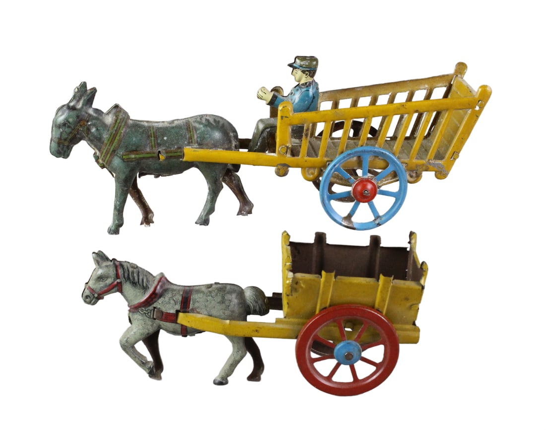 2 German Tin Penny Toy Horse Drawn Wagons (1 of 3)