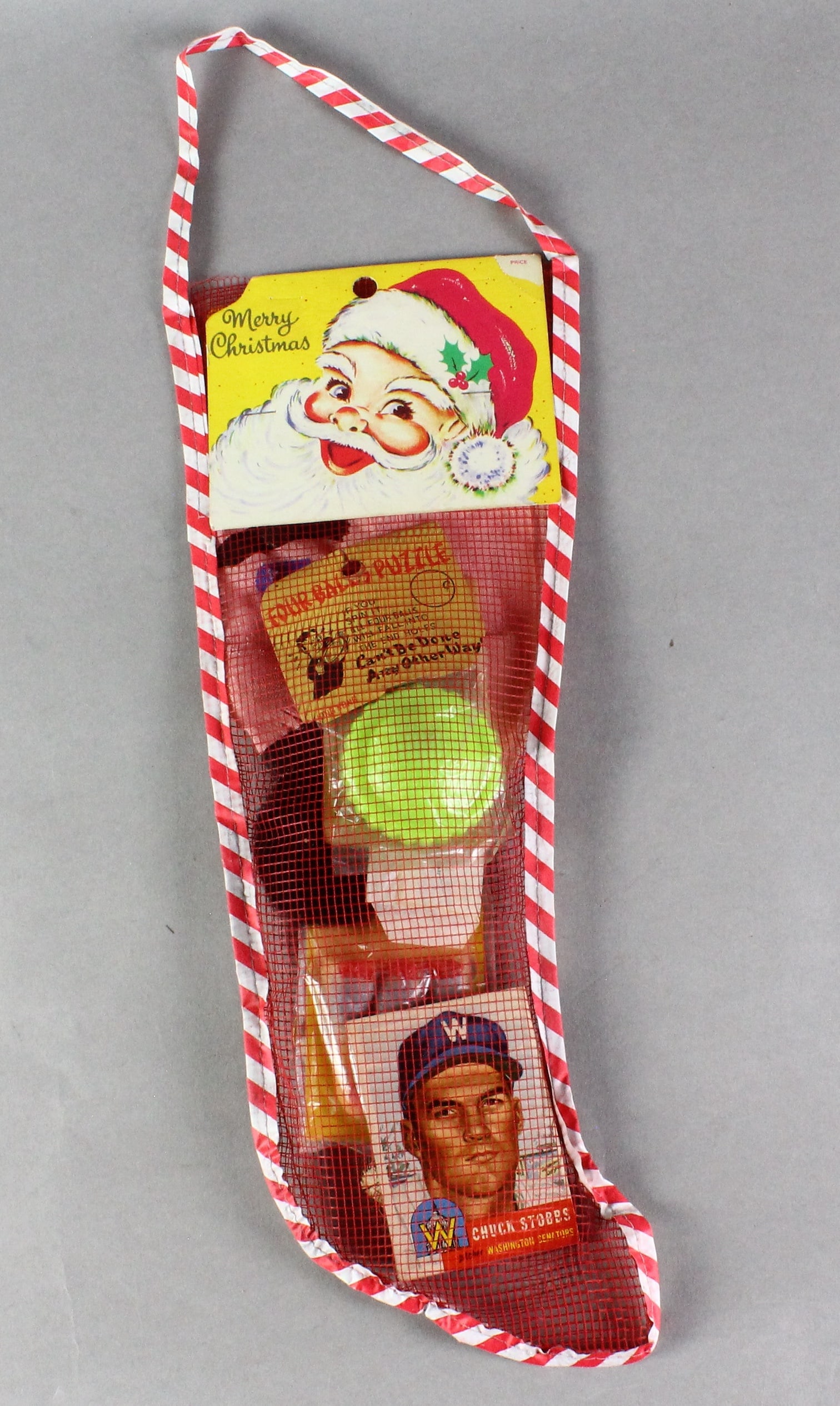 1953 Topps Baseball Cards Mint Christmas Stocking: 1953 Store Stock Baseball Find- Topps Baseball Cards in Cellophane in Christmas Stocking. Original 1953 Topps Baseball cards wrapped in Cellophane and put in novelty Christmas stocking. Found in old s