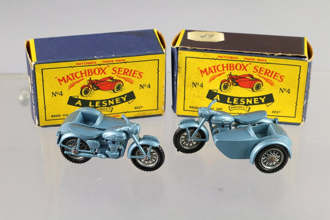 Matchbox Triumph Sidecar Motorcycle Lot No. 4 Box NM: Matchbox Triumph Sidecar Motorcycle Lot No. 4 Box NM, 2