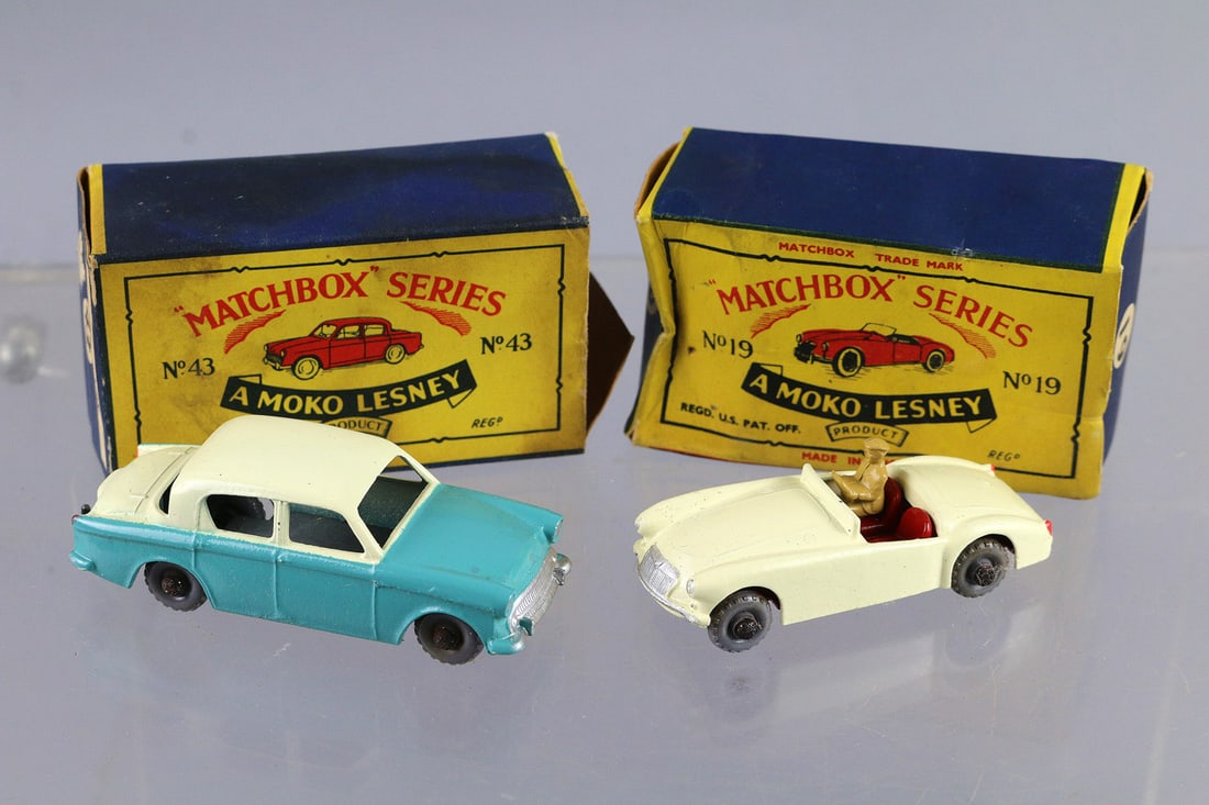 Matchbox MGA No. 19 & Hillman Minx No. 43 Box NM Lot: Matchbox MGA No 19 & Hillman Minx No 43 Box NM Lot