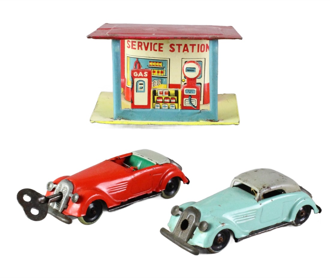 Lehmann Gnom German Tin Cars & Gas Station (1 of 3)