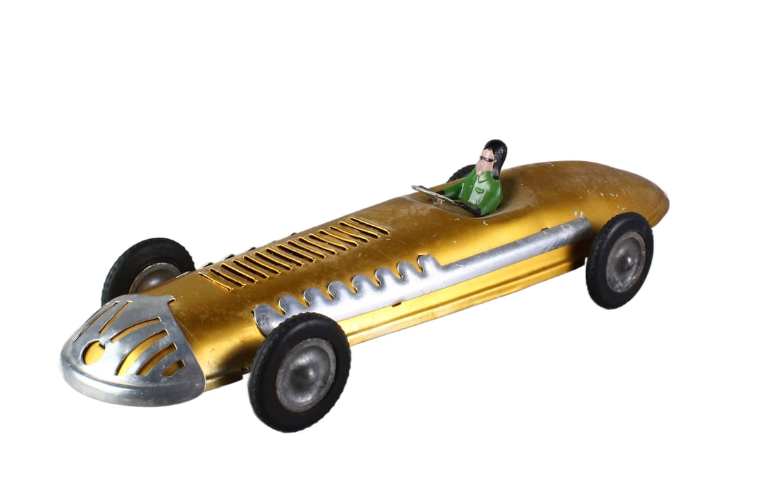 Scarce Tin Race Car and Driver Friction 14 inches: Scarce Tin Race Car and Driver. Nearly 14 inches long, probably 1960s Russian made, working friction.