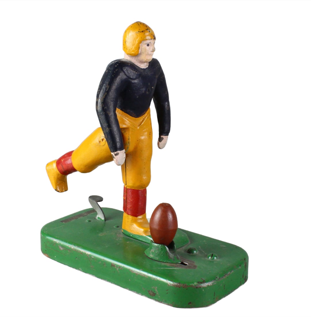 Cast Iron Football Player Kicking Football Gimbels (1 of 5)