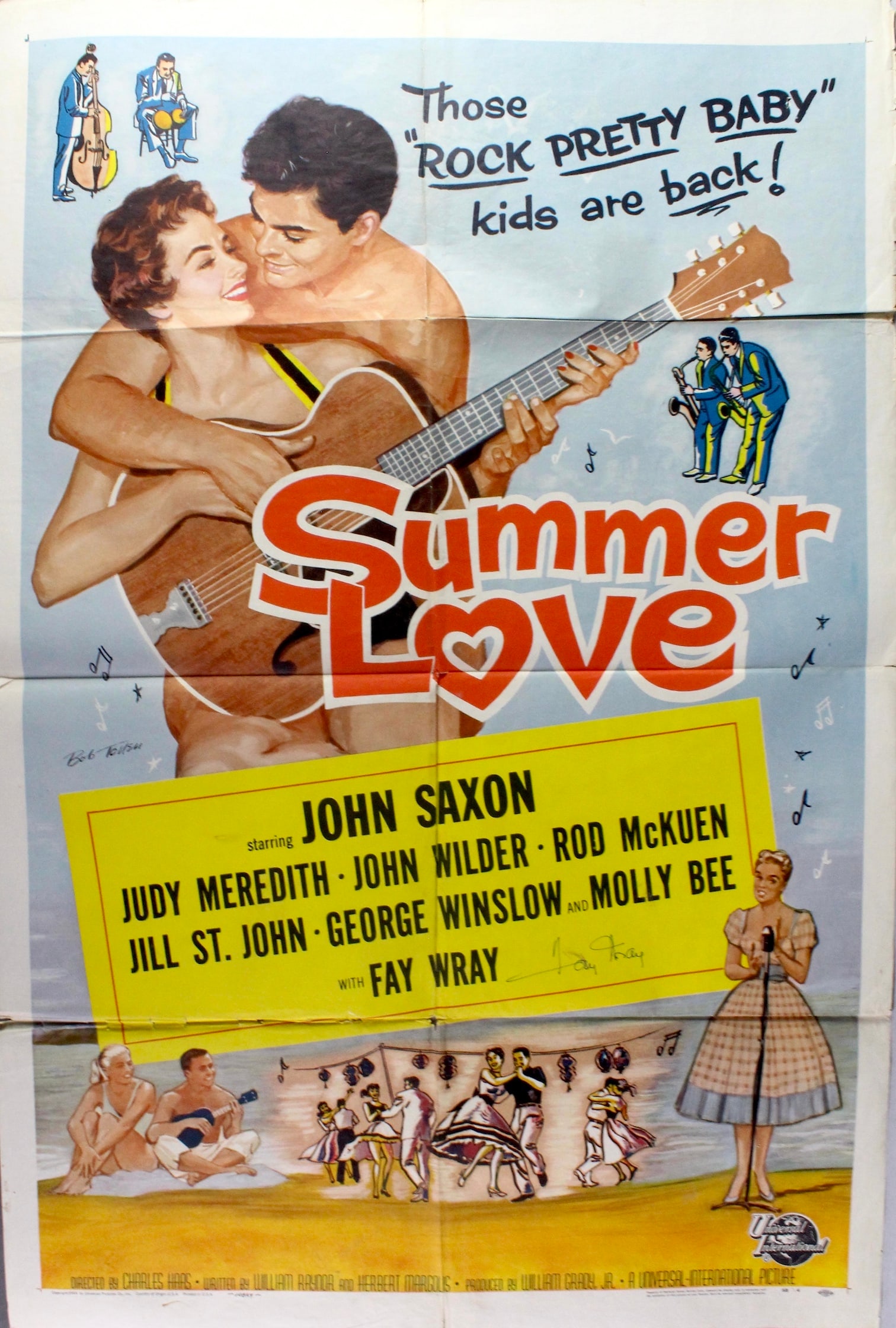 Signed Fay Wray (From King Kong) Movie Poster Summer Love: 1958 Summer Love Movie Poster Signed by Fay Wray of the original King Kong.