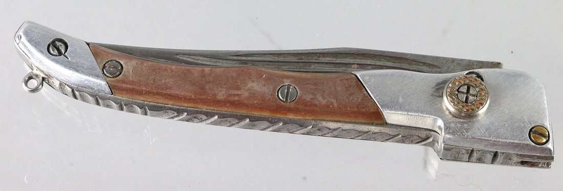Russian Prison Knife: Russian Prison Knife, ornate gimping 6" closed 10 1/2' open