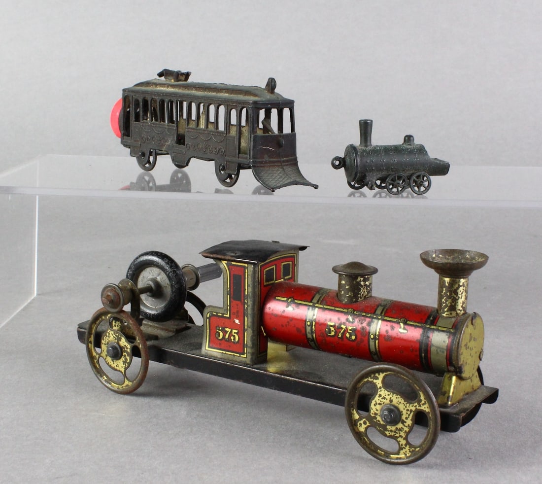 French & German Locomotive and Trolley Penny Toys (1 of 4)