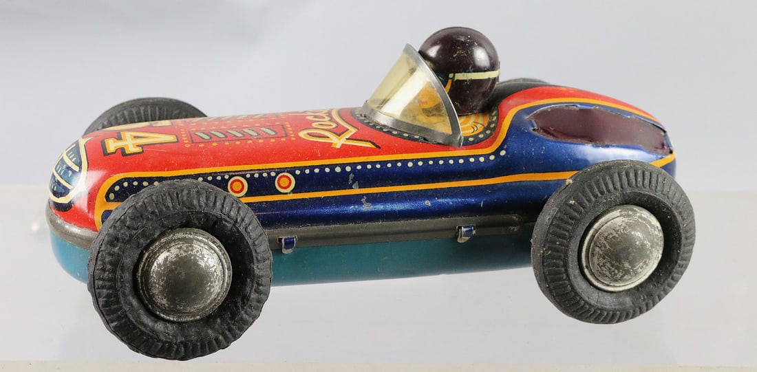 Japan Rocket 54 Tin Litho Racer: Japan Rocket 54 Tin Litho Racer, friction, 8 Inches