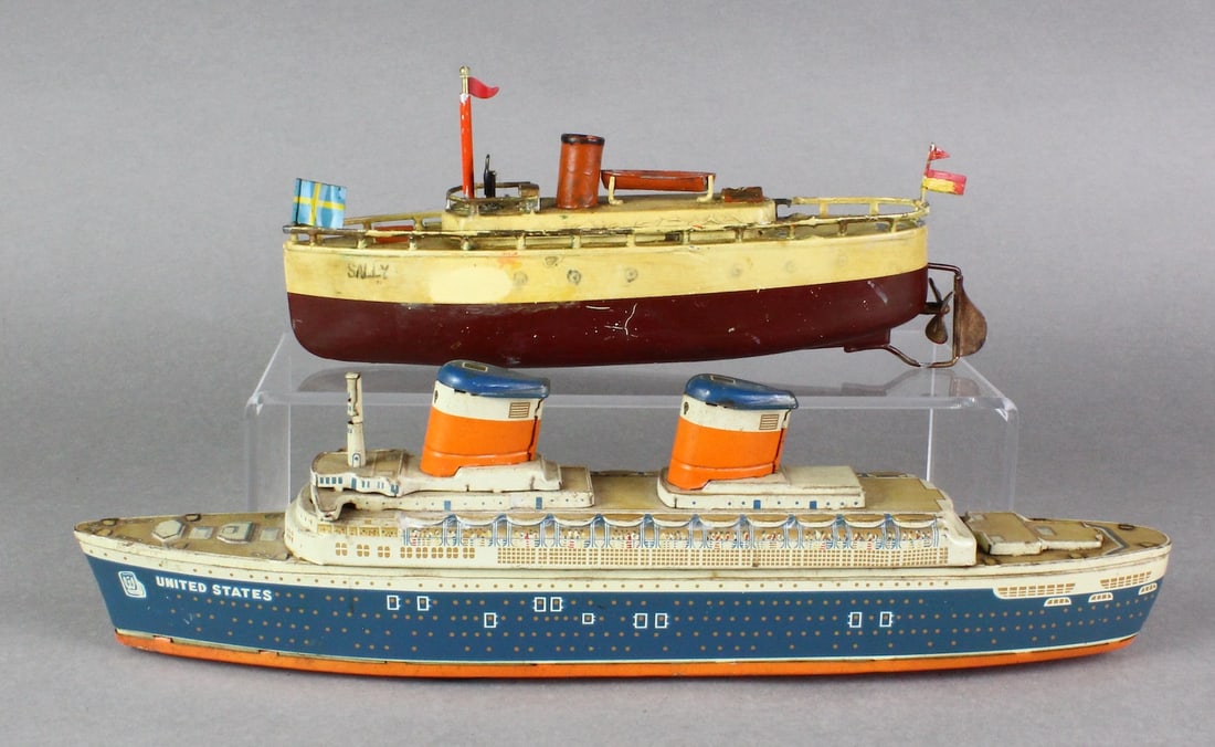 Japan Tin SS United States Ship & German Ship (1 of 3)