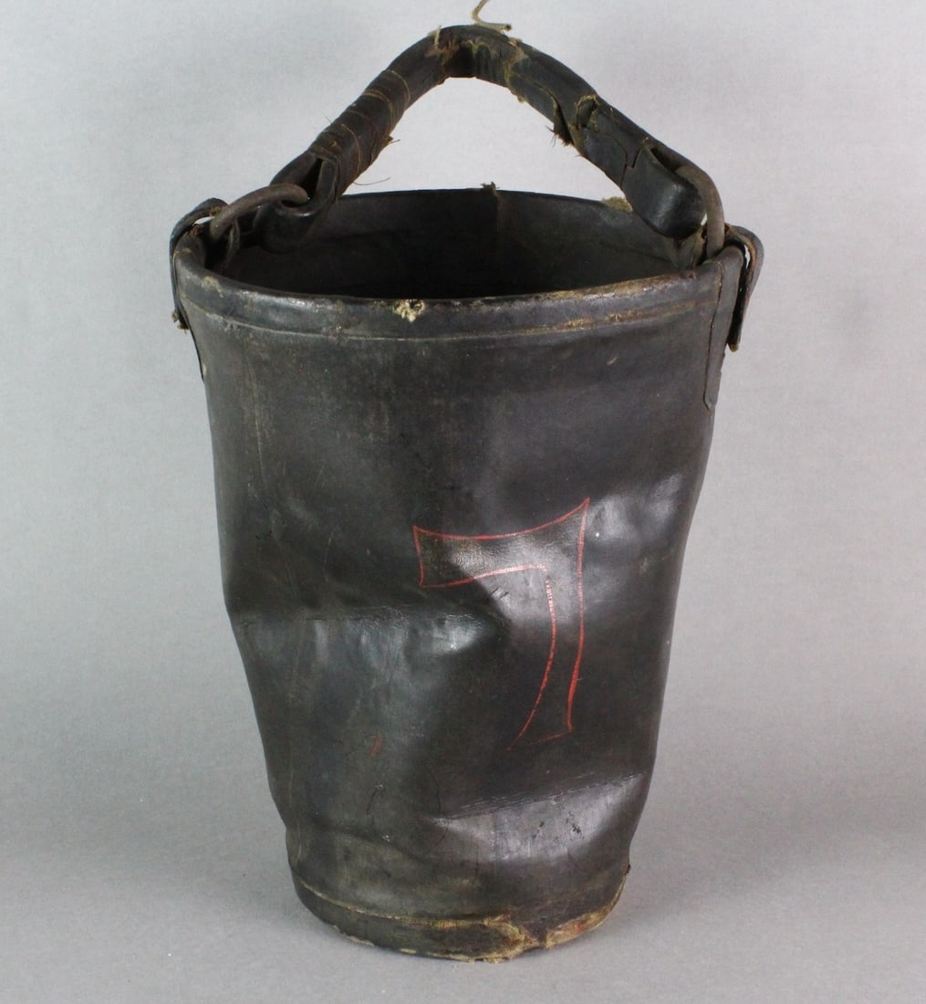 Leather Firefighting Bucket #7: Leather Firefighting Bucket #7. 17 inches tall with handle.