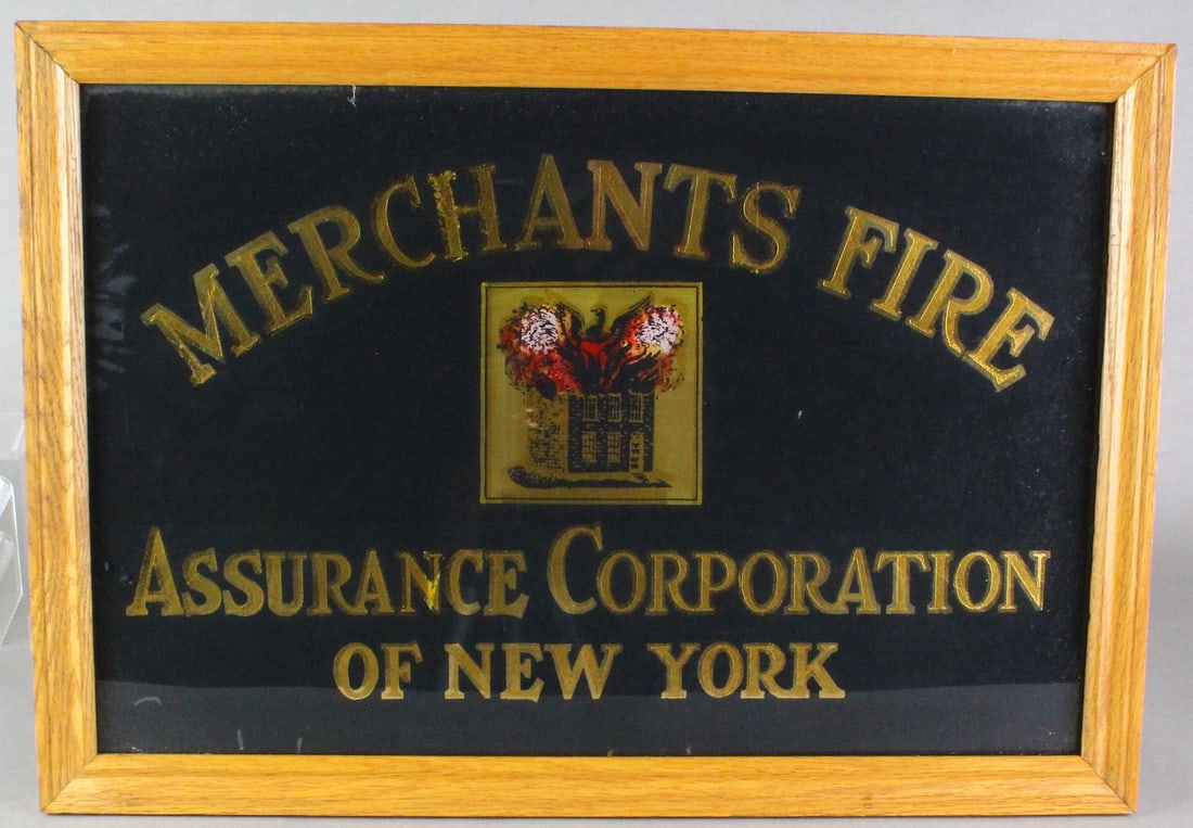 Reverse Painted Glass Merchant's Fire Assurance (1 of 1)