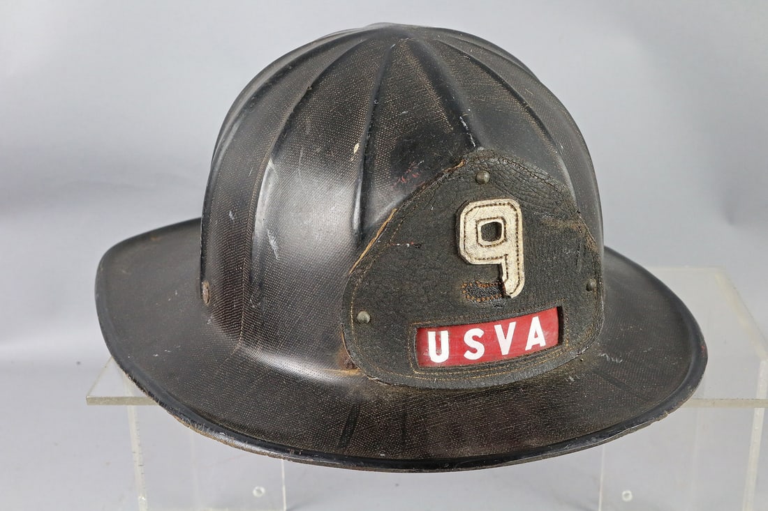 USVA Firefighter Leather Front Piece #9 Helmet (1 of 3)