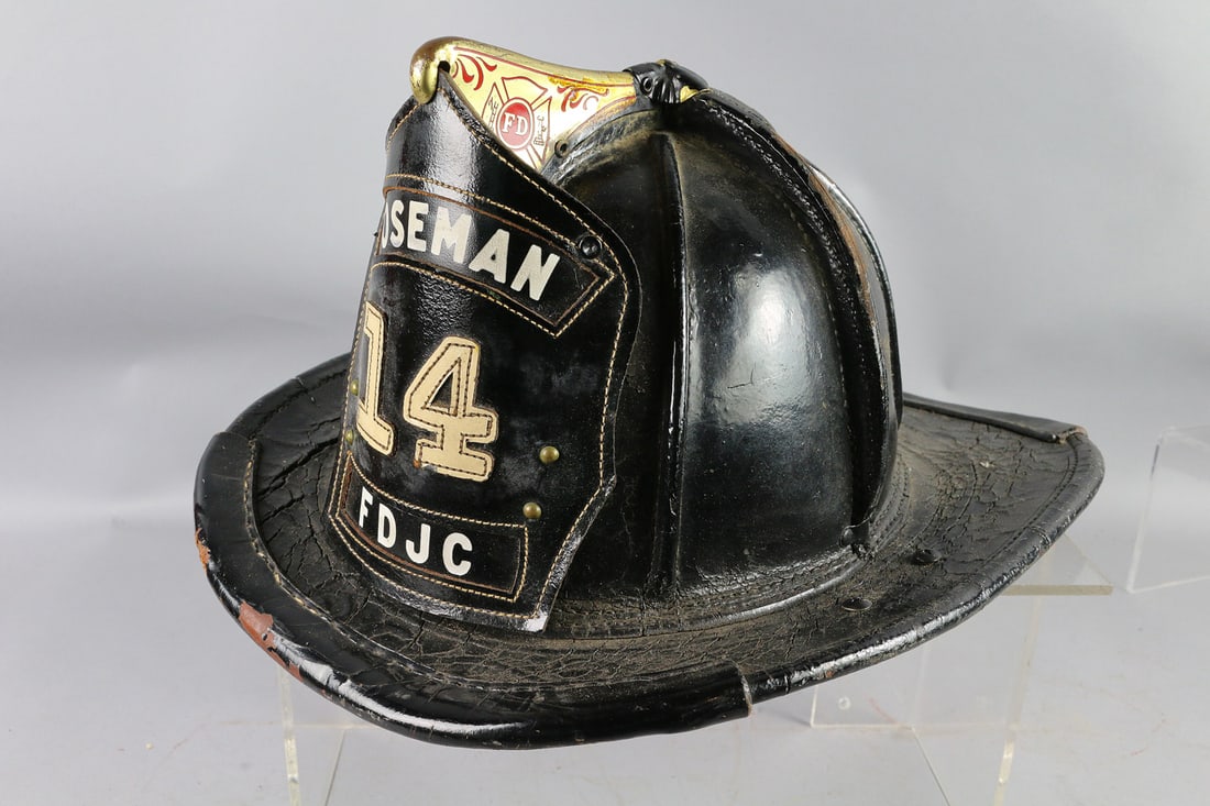 Leather Fire Helmet Cairns Hoseman Jersey City - 2