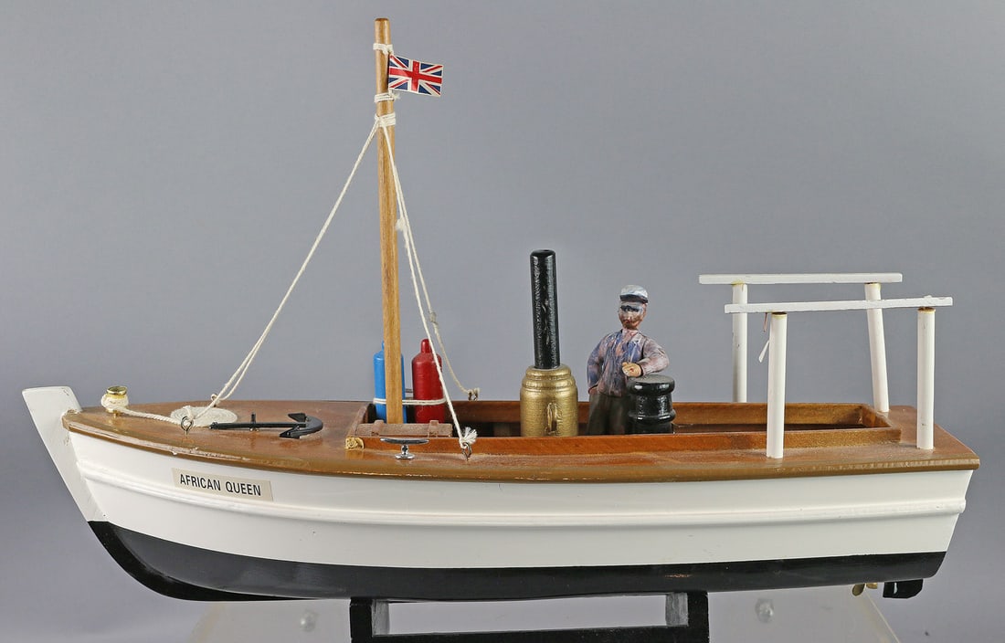 African Queen Wooden Boat: African Queen Wooden Boat 1950s, 14 inches