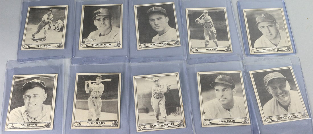 Play Ball Tobacco Card Lot 1940: Play Ball Tobacco Card Lot 1940, Rabbit Warstler, Joe Hevling, Charlie Keller, 10