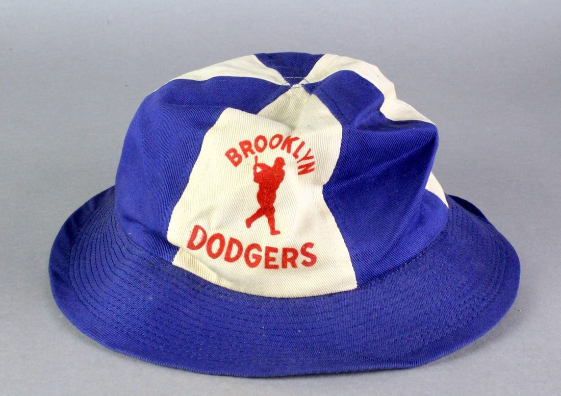 Original 1950s Brooklyn Dodgers Bucket Hat: Original 1950s Brooklyn Dodgers Bucket Hat. Soft hat in excellent condition, original, not a repro, large size.