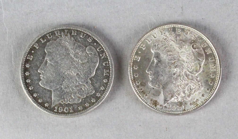 1901 & 1921 Morgan Silver Dollar (1 of 2)