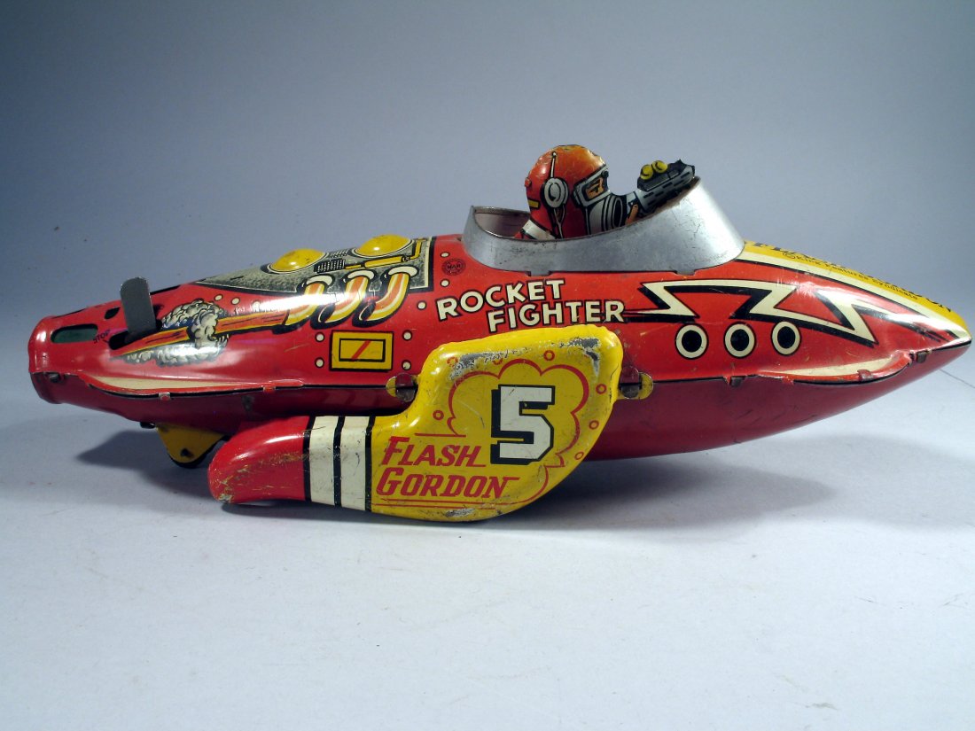 Marx Flash Gordon Rocket Fighter: Marx Flash Gordon Rocket Fighter, missing one wing, fin