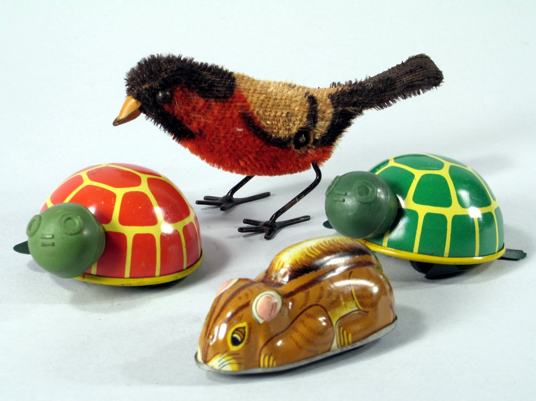 Lehmann/ Schuco/ Japan Tin Lot: Lehmann/ Schuco/ Japan Tin Lot, 4 toys, two Lehmann Susi Baby's, Schuco Bird and Japan Mouse