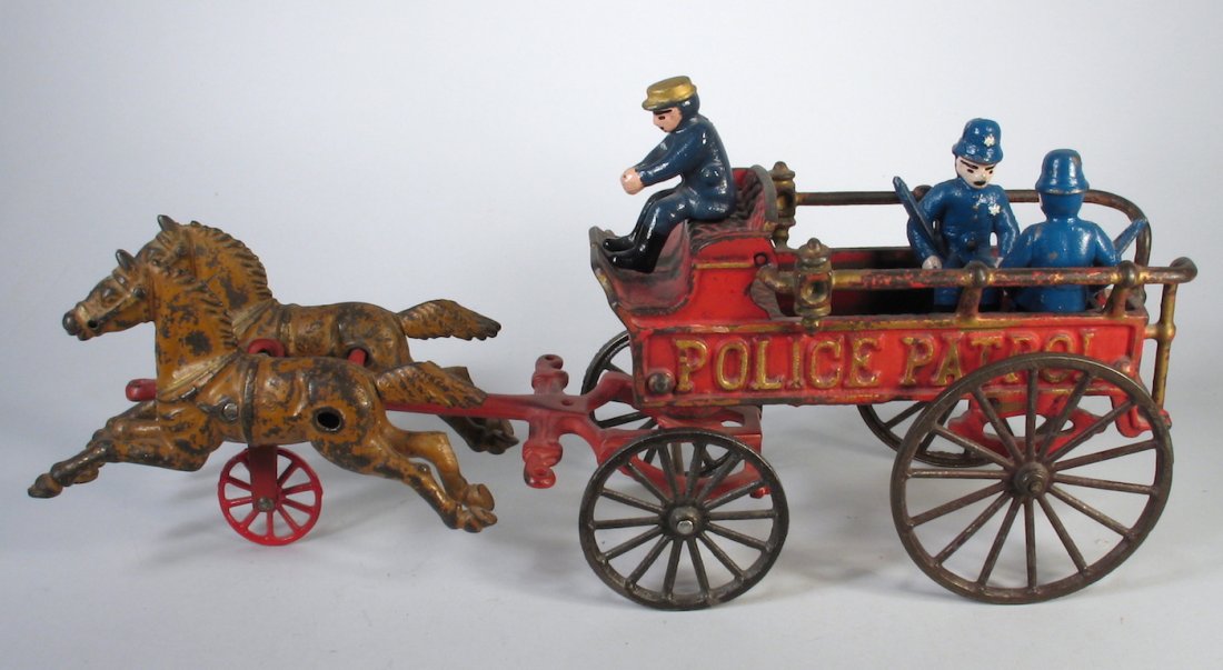 Hubley Cast Iron Police Patrol Wagon Horse Driven (1 of 3)