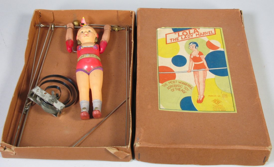 Japan CK Celluloid Toy Acrobat Lady Lola In Box (1 of 2)