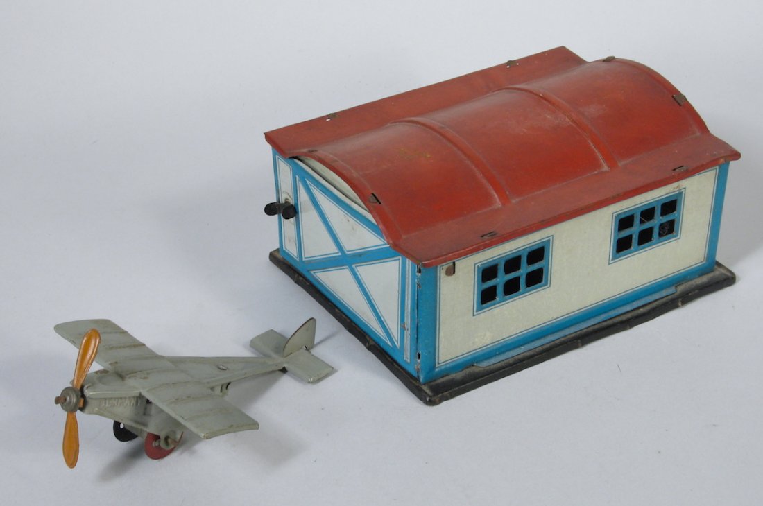 German Penny Toy Airplane and Hanger (1 of 2)