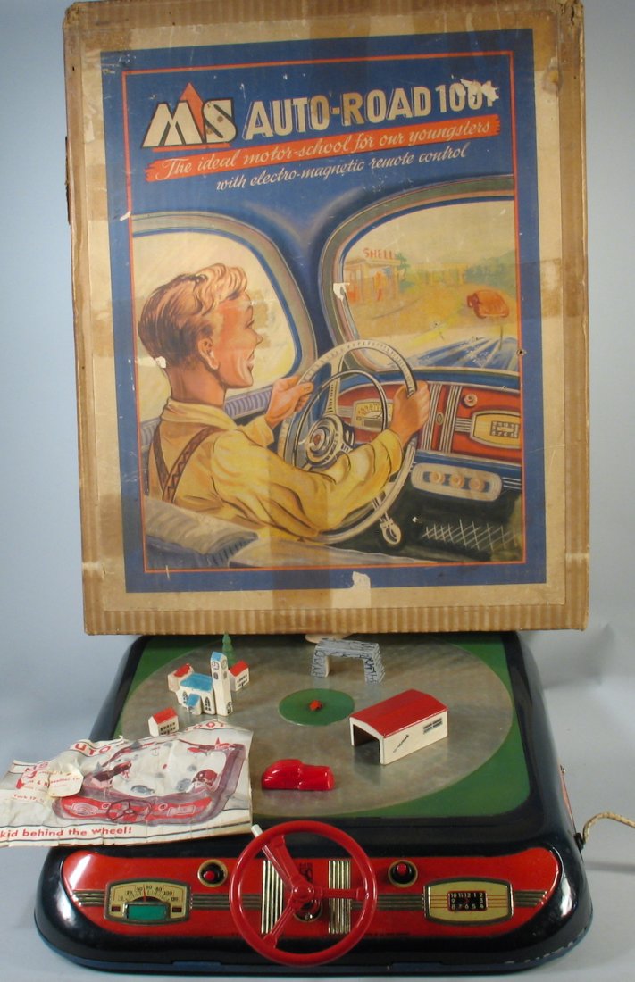 Rare German Tin Autobahn Driving Toy (1 of 5)