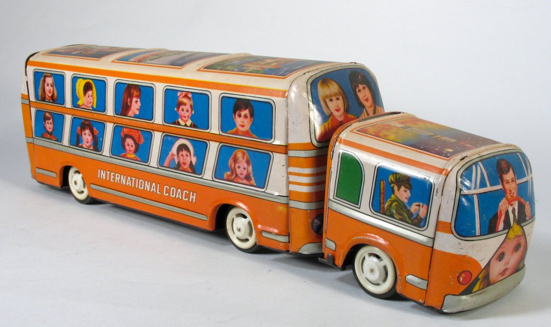 Tin Toy Bus Bizzarre Graphics Kids Dolls Monkey Space (1 of 4)