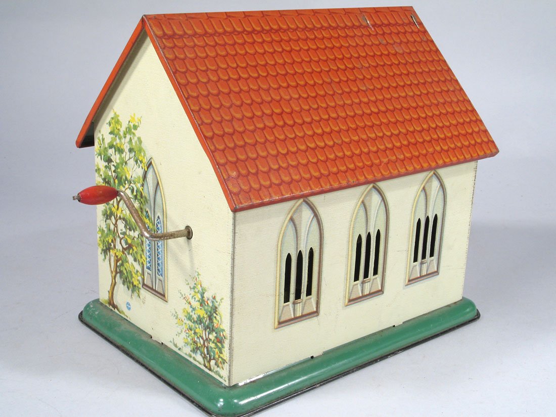German Tin Litho Music Box House (1 of 3)