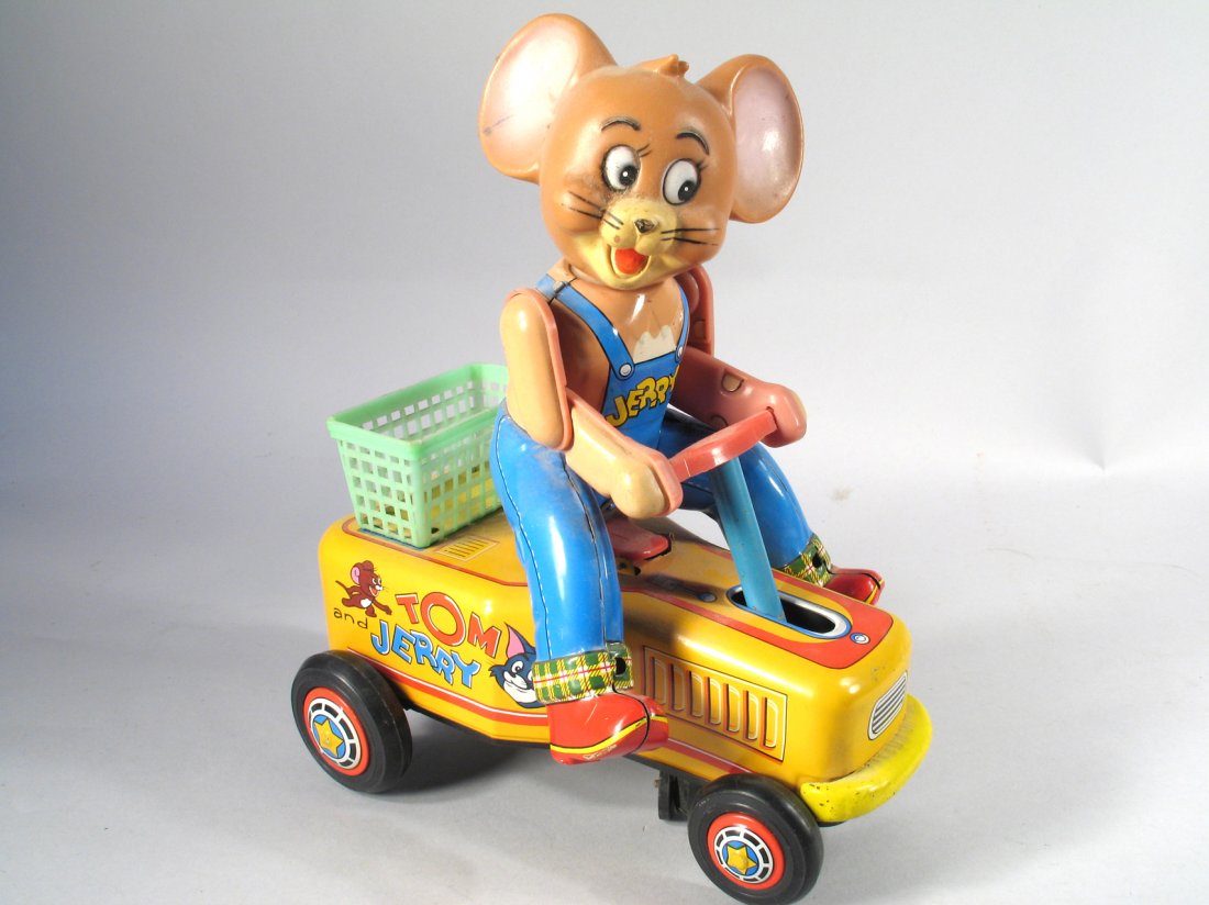 TM Tom And Jerry Battery Op Japan Tin Litho: TM Tom And Jerry Battery Op Japan Tin Litho, 10" tall