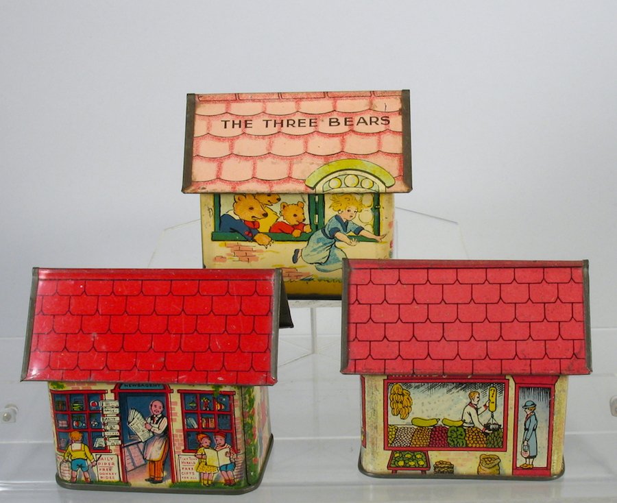 Three Geman Tin Candy Container Buildings (1 of 2)