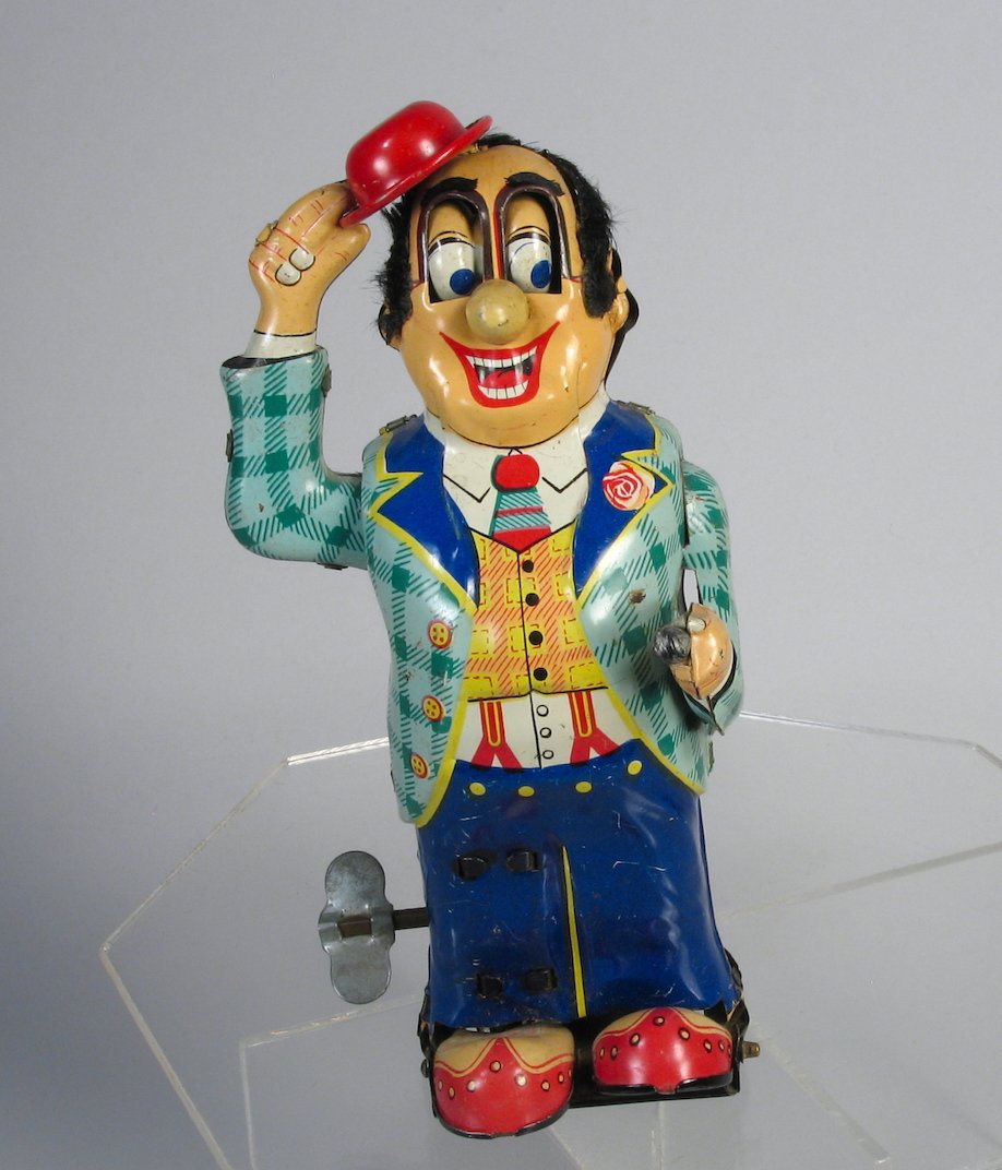 Japan Tin Wind Up Dapper Dude Tips Hat (1 of 2)