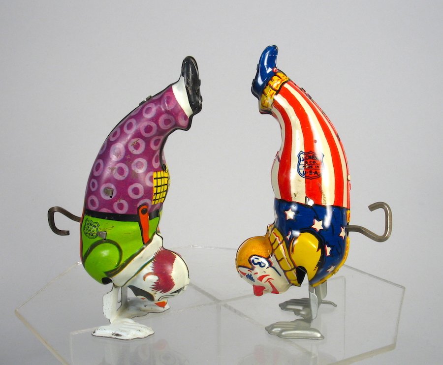 Pair of Chein Tin Balancing Hand Stand Clowns (1 of 2)