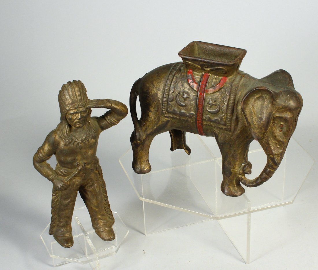 Cast Iron Indian and Jumbo Elephant Banks (1 of 2)