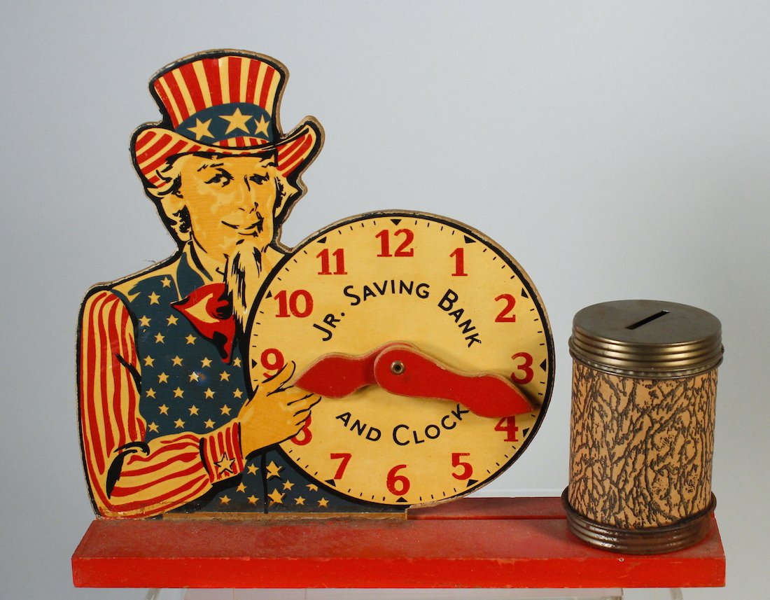 Uncle Sam Jr. Savings Bank with Clock (1 of 1)