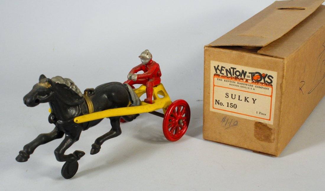 Kenton Cast Iron Sulky Horse & Jockey In the Box: Kenton Cast Iron Sulky Horse & Jockey In the Box 7 1/2 inches long.