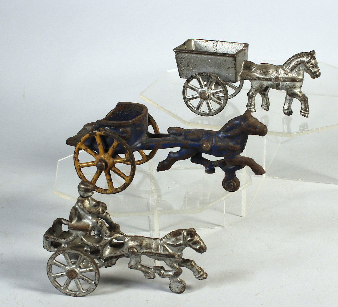 Three Cast Iron Horse Carts, Work and Chariot (1 of 2)