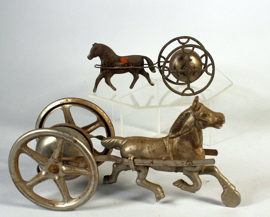 1890s Pair of Early Horse Bell Toys Tin and Iron (1 of 2)