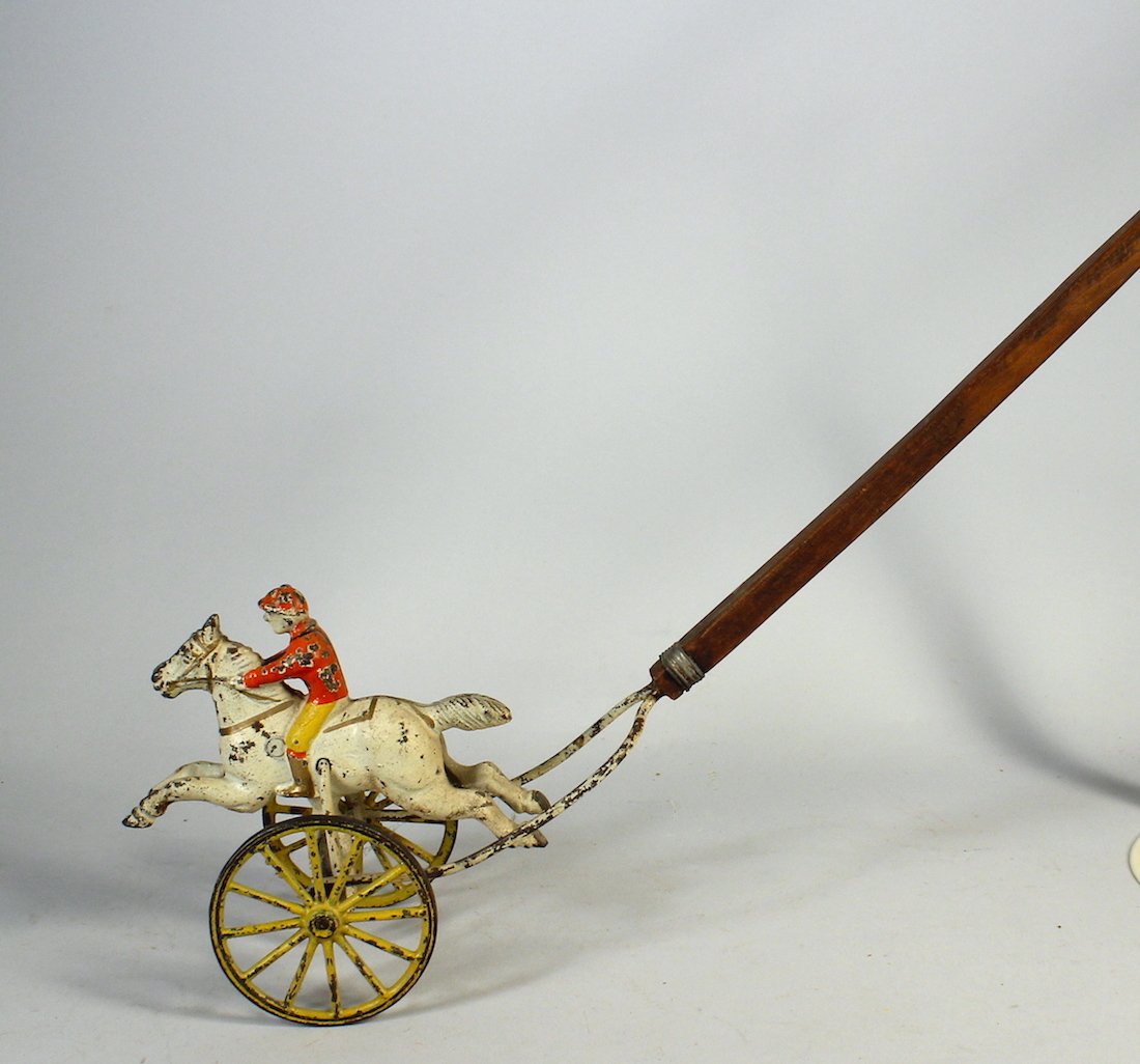 Wilkins Cast Iron Jockey on Horse Push Toy (1 of 3)