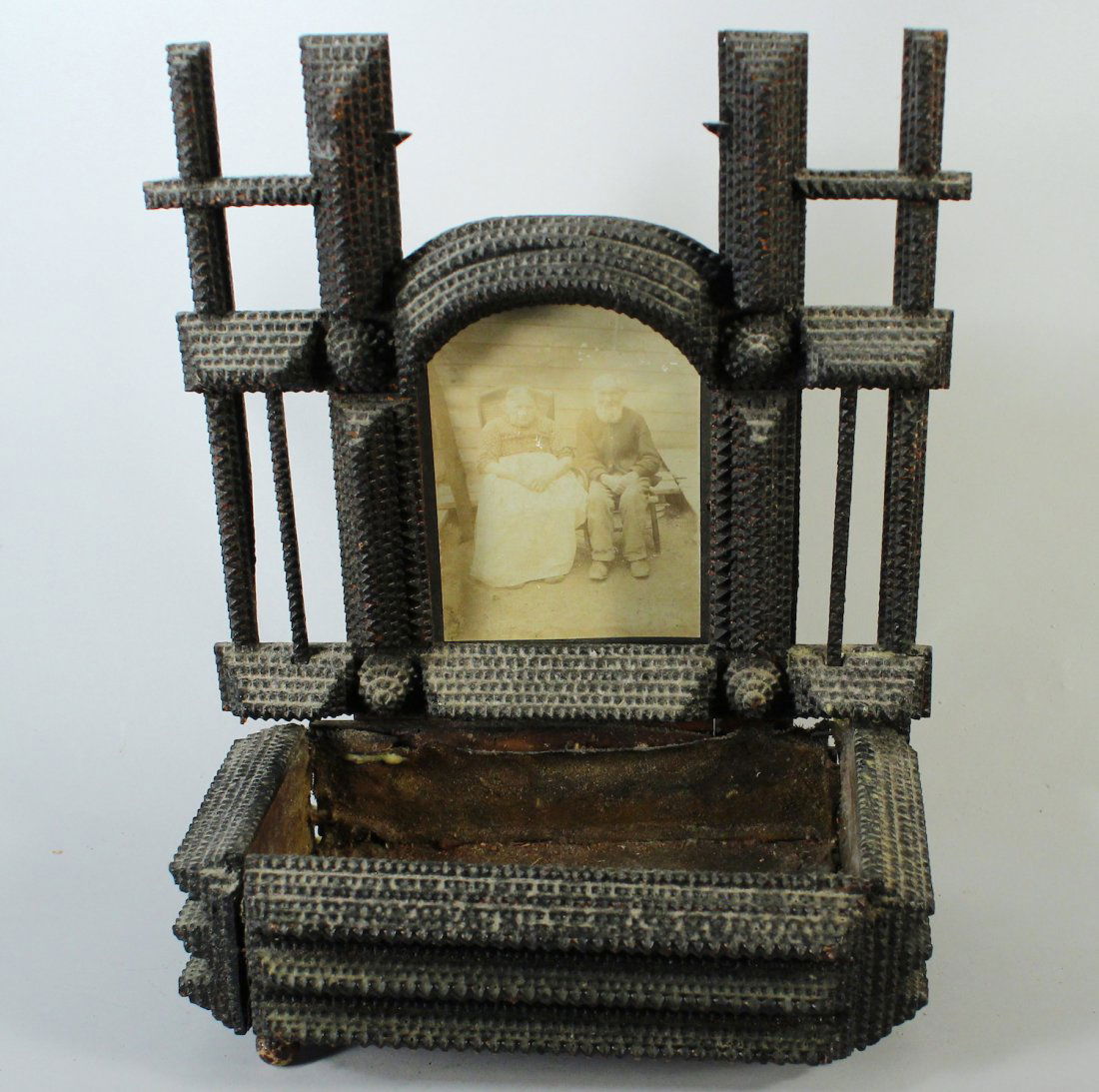 Tramp Art Elaborate Picture Frame Stand (1 of 2)