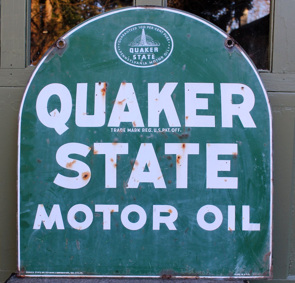 Quaker State Motor Oil Sign Tombstone Style (1 of 1)