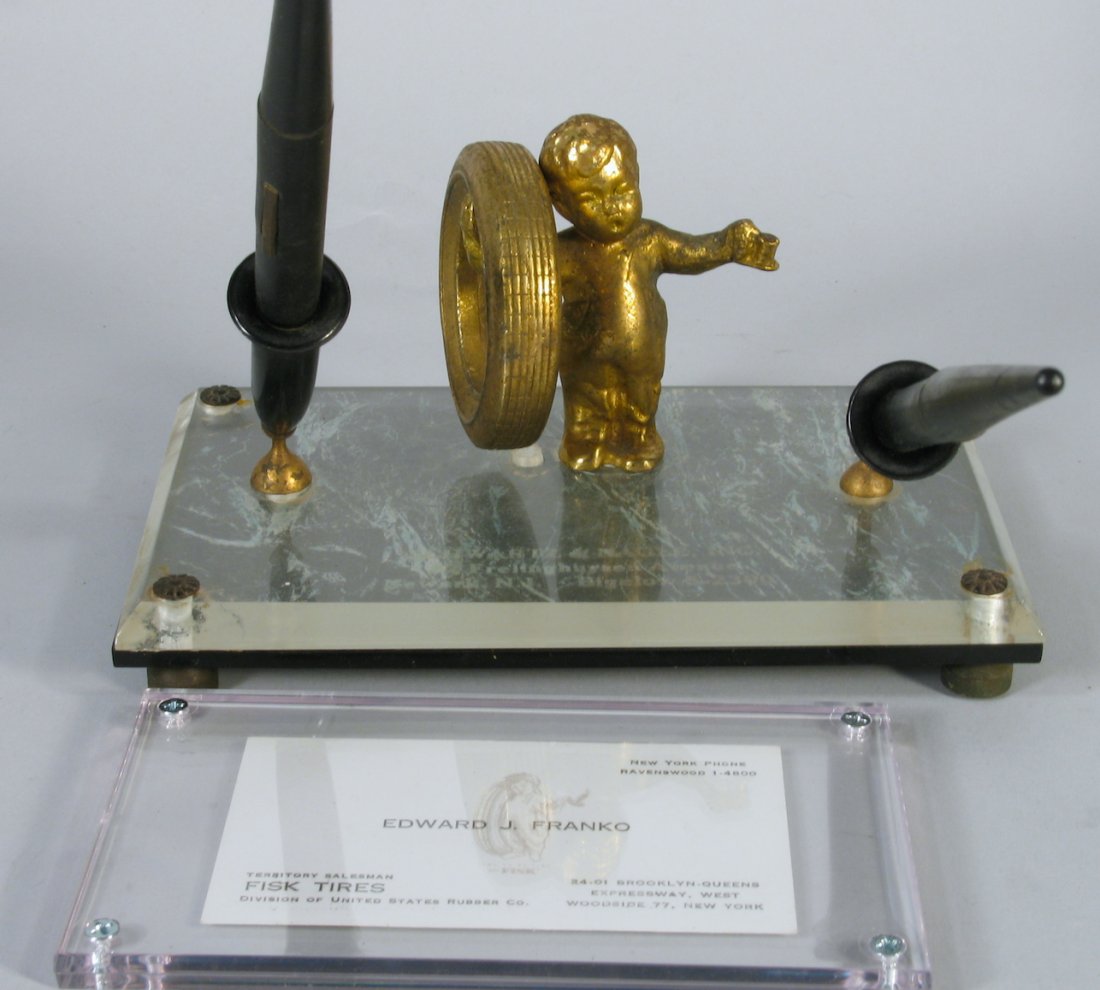 Fisk Tire Executive Desk Set Marble with Pens (1 of 3)