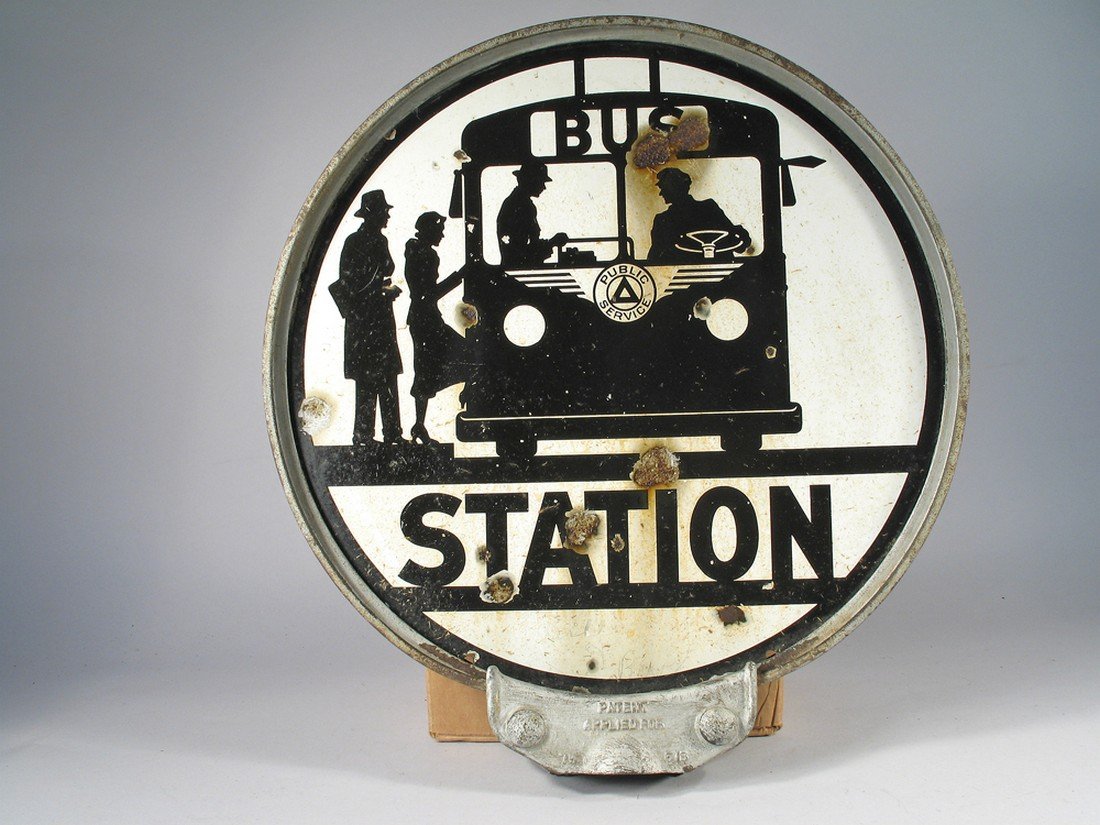 Bus Station Sign 1930 Double Sided Porcelain (1 of 2)