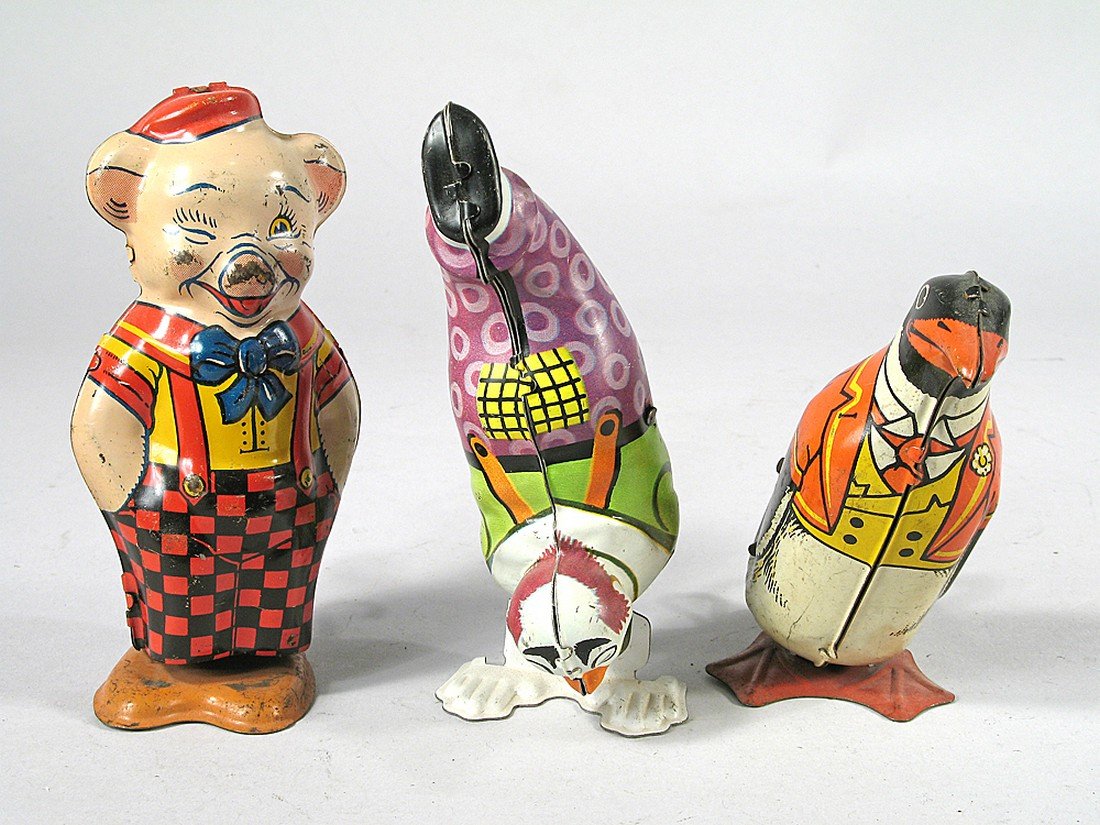 J Chein Clown Porky Pig Lot Tin Litho (1 of 2)