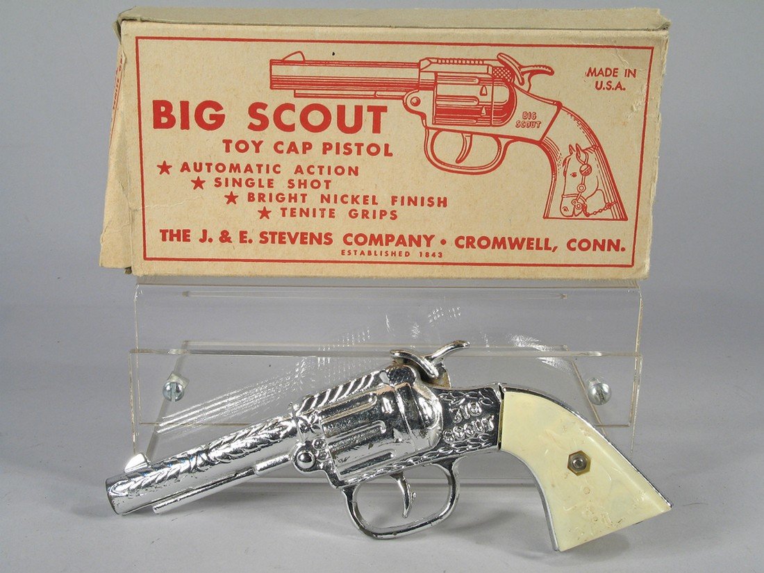 Stevens Big Scout Cap Gun NOS in Box: Stevens Big Scout Cap Gun NOS in Box, 8 inches