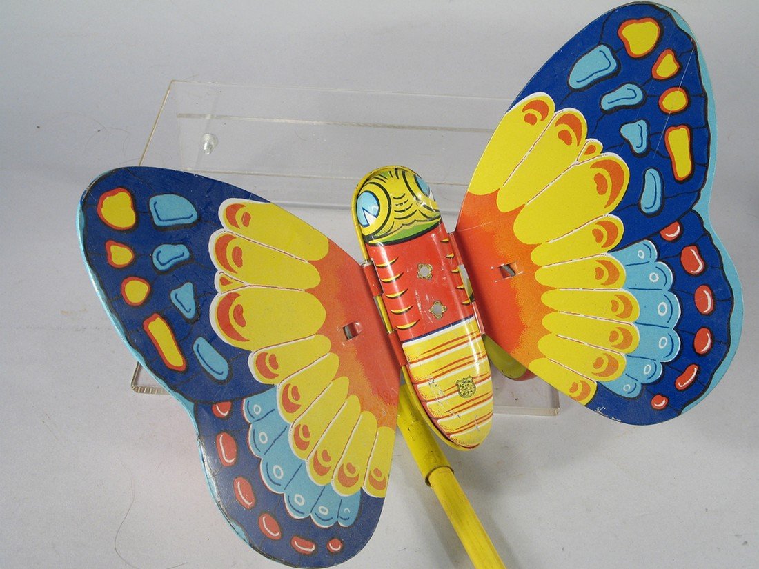 J Chein Butterfly Tin Push Toy (1 of 2)