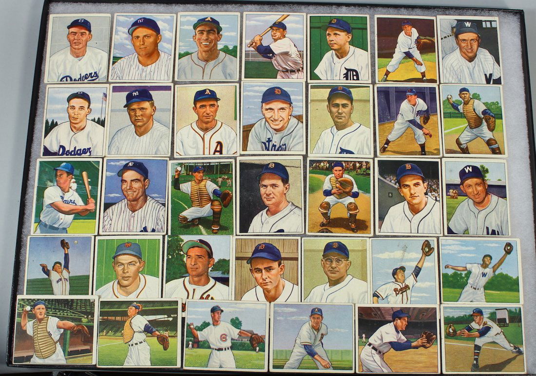 1950 Bowman 34 Baseball Cards Yankees, Dodgers, Braves, (1 of 1)