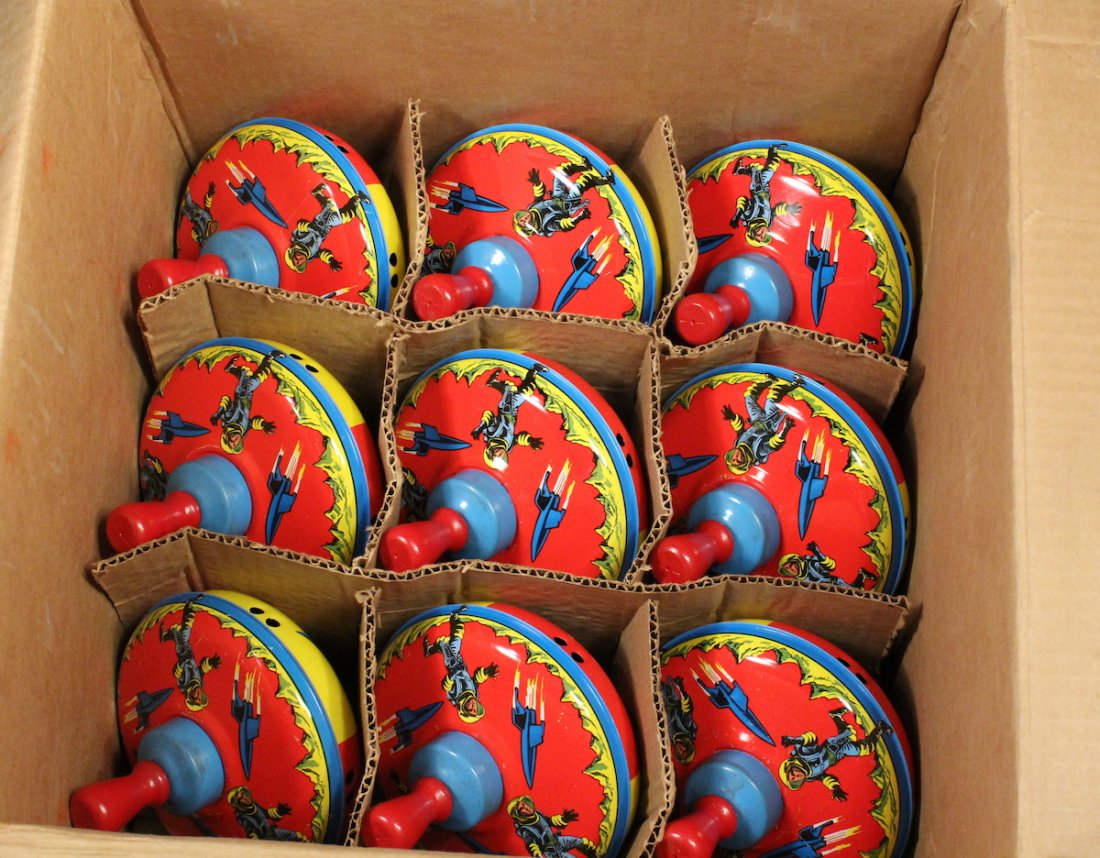 Ohio Art Tin Space Astronaut Tops in the Box! (1 of 3)