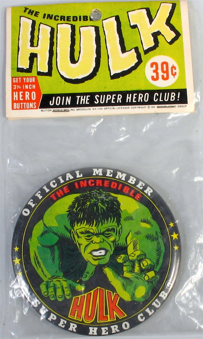 Warehouse Stock Hulk Pinback Mint in the original (1 of 1)
